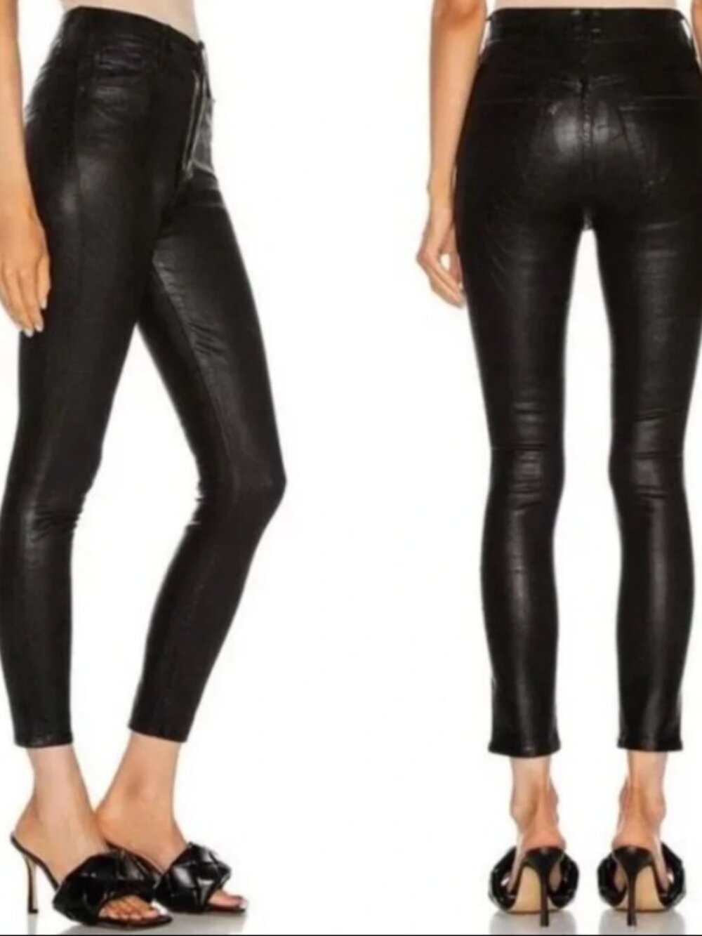 MOTHER The Swooner Ankle Black Coated High Waist Jeans in Wet Paint